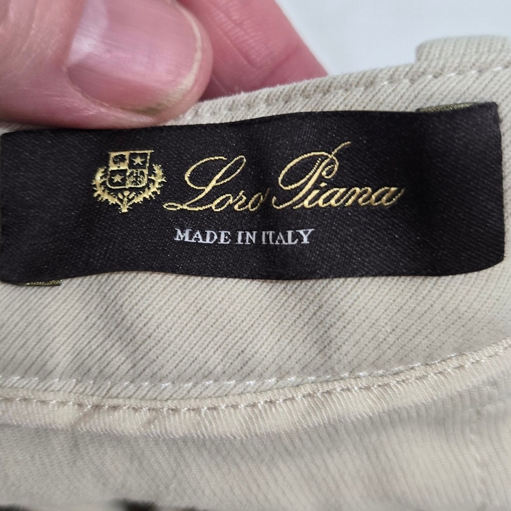 Loro‎ Piana Pants Womens 40 Beige Cotton Stretch Made in Italy Luxury Zipper Hem - Picture 6 of 15